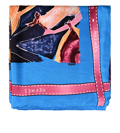 Hermes J'Aime Mon Carre Scarf, &pound;220, Accessories, Blue/Burgundy, Silk, Front view