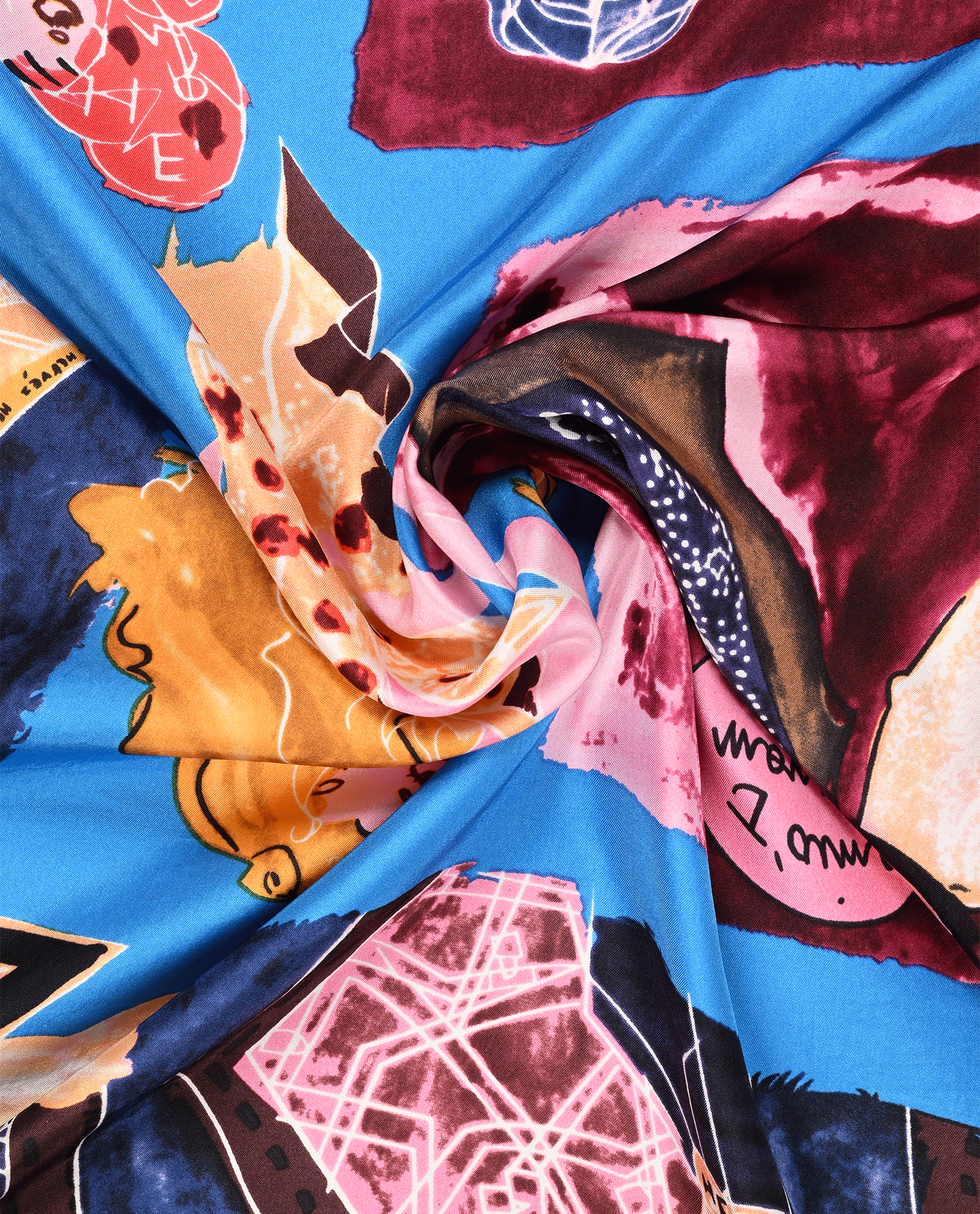 Hermes J'Aime Mon Carre Scarf, &pound;220, Accessories, Blue/Burgundy, Silk, Other view