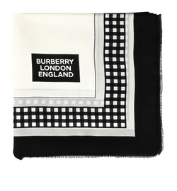 Burberry Swan Ink Print Scarf, Silk, Black/White, B, 3*