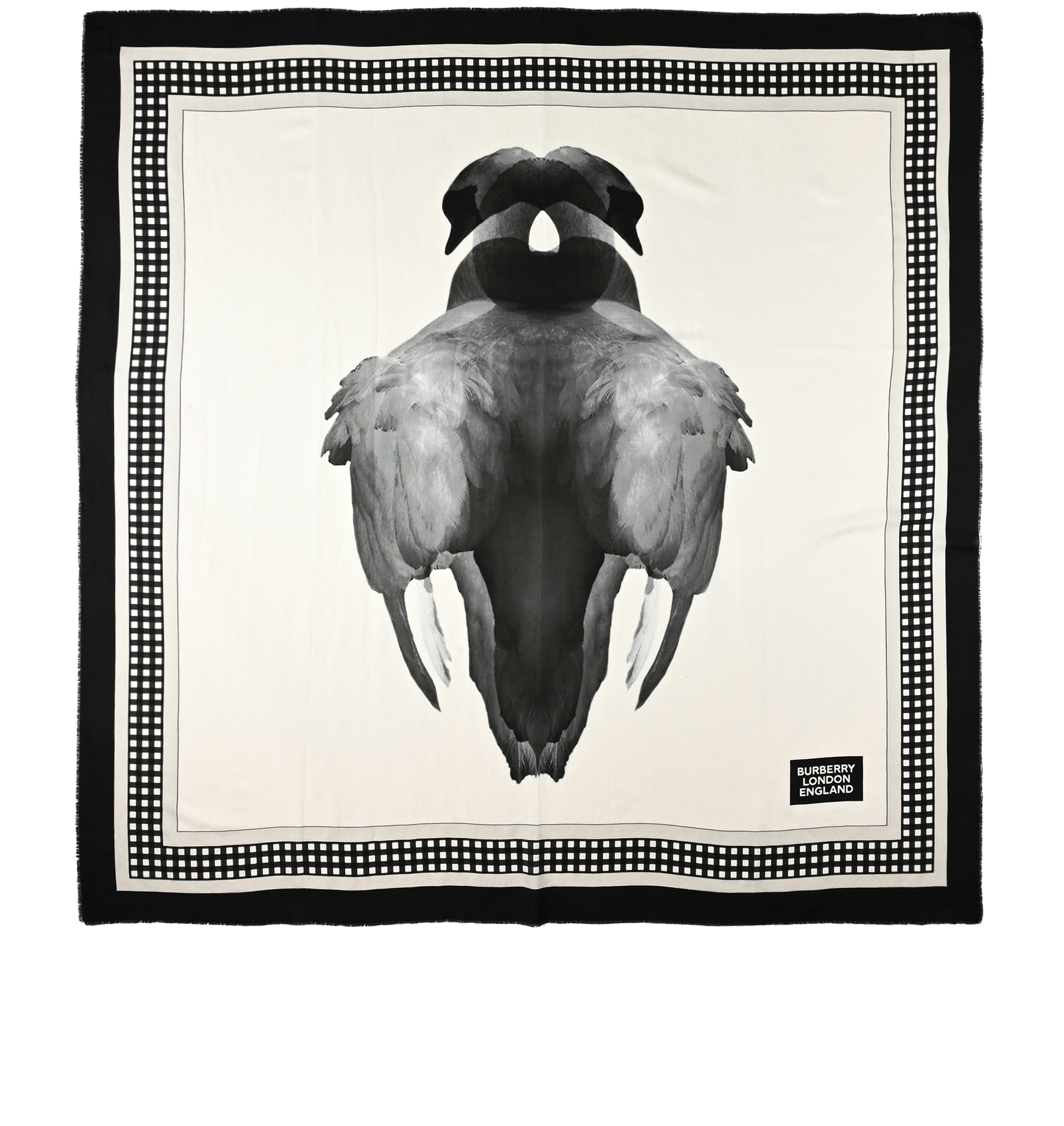 Burberry Swan Ink Print Scarf, &pound;80, Accessories, Black/White, Cotton/Silk, Back view