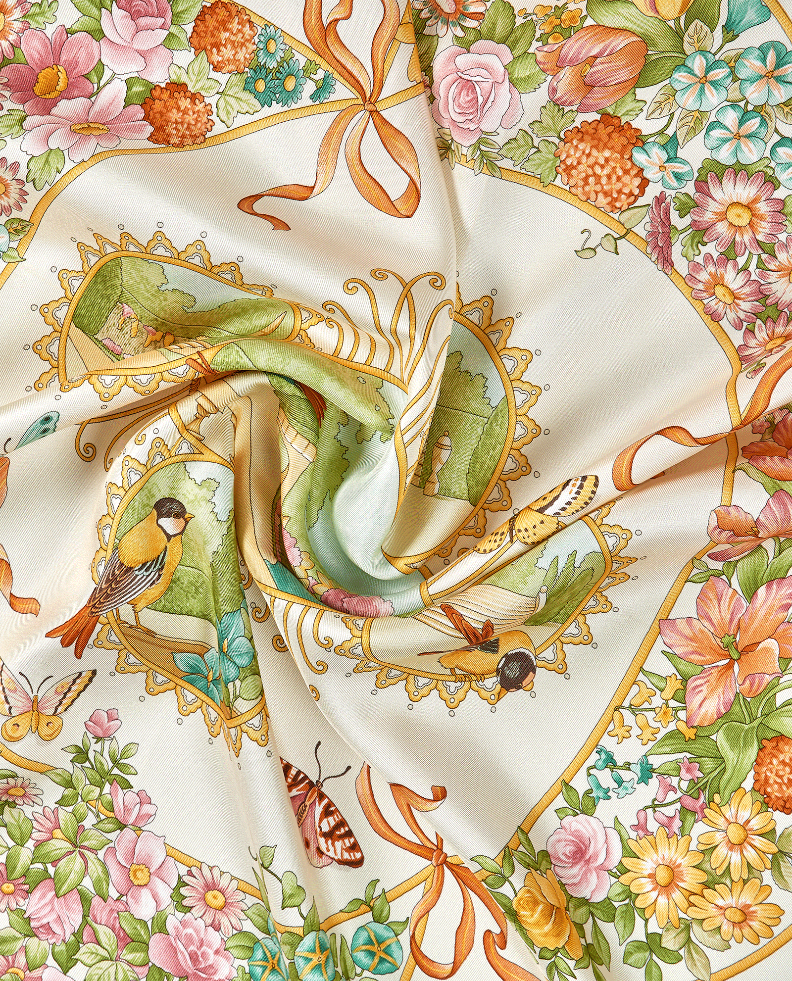 Salvatore Ferragamo Birds & Butterflies Scarf, &pound;110, Accessories, Pink/White, Silk, Other view