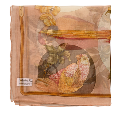 Salvatore Ferragamo Sheer Bird Pocket Square, &pound;60, Accessories, Nude, Silk, Front view