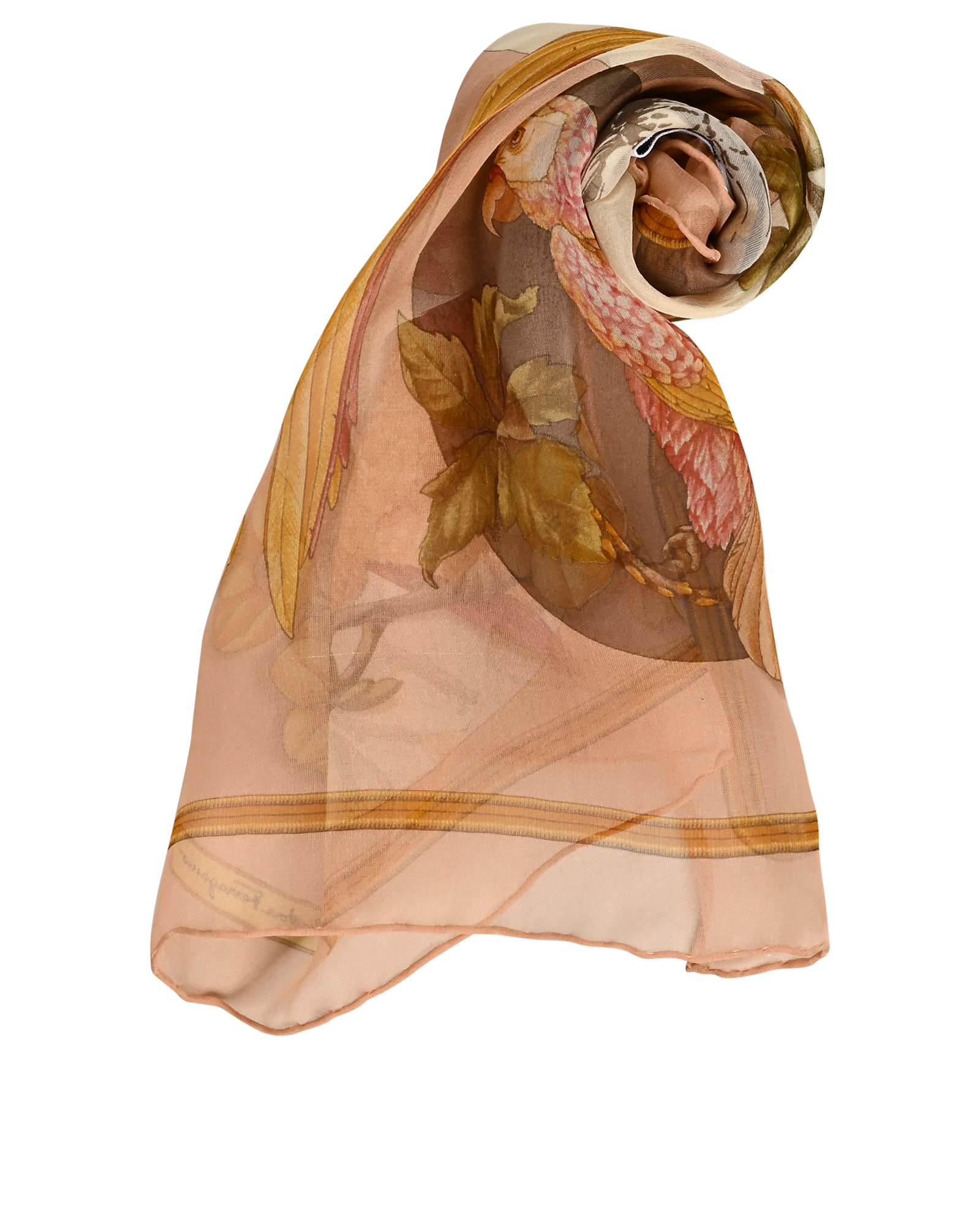 Salvatore Ferragamo Sheer Bird Pocket Square, &pound;60, Accessories, Nude, Silk, Other view