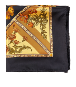 Salvatore Ferragamo Animal Scarf, Silk, Black/Gold, MII, 3*