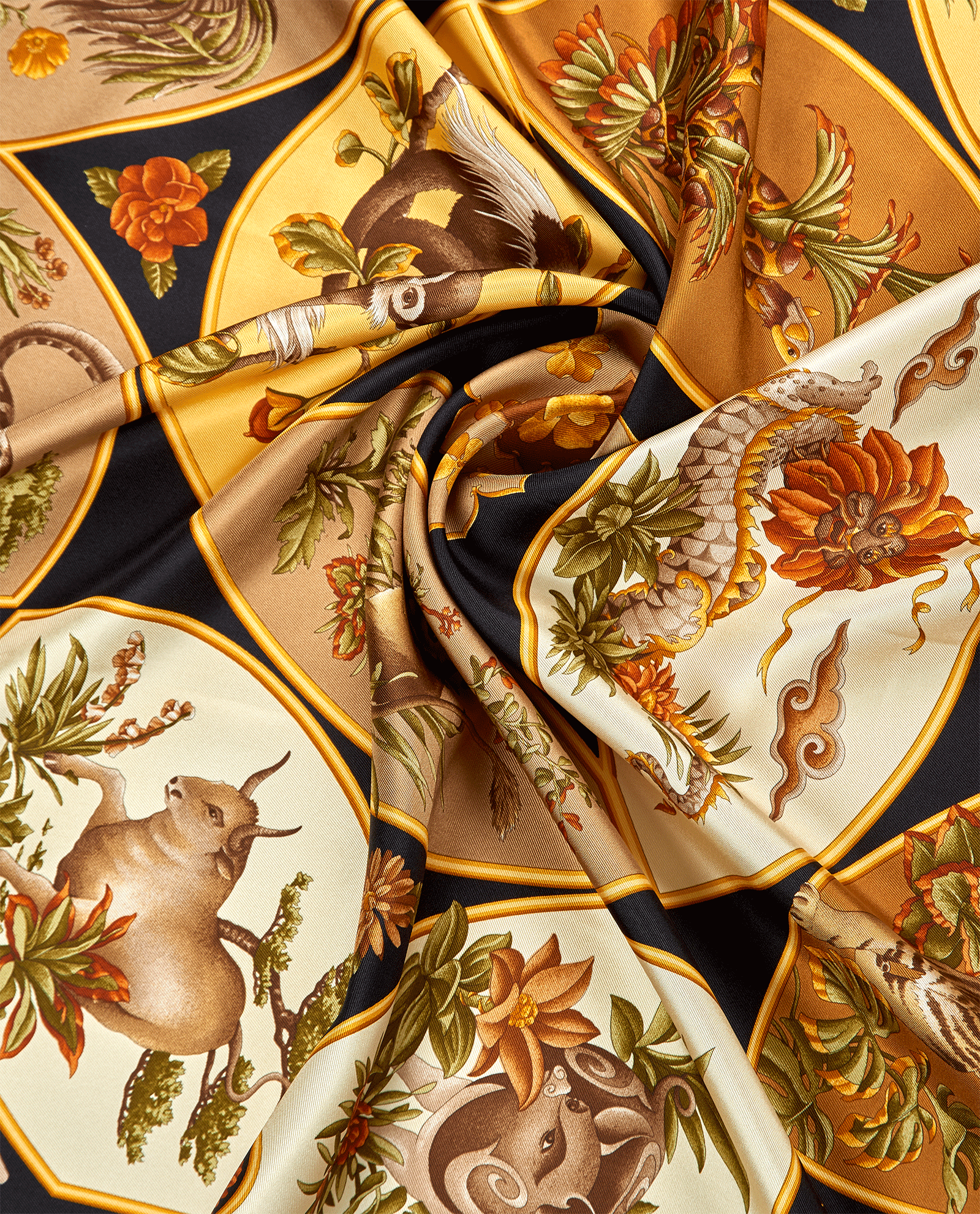 Salvatore Ferragamo Animal Scarf, &pound;240, Accessories, Black/Gold, Silk, Other view