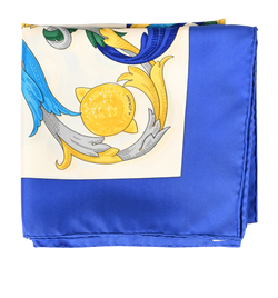 Hermes Le Mors A La Conetable Scarf 90, Silk, Blue/Yellow, MIF, B, 3*