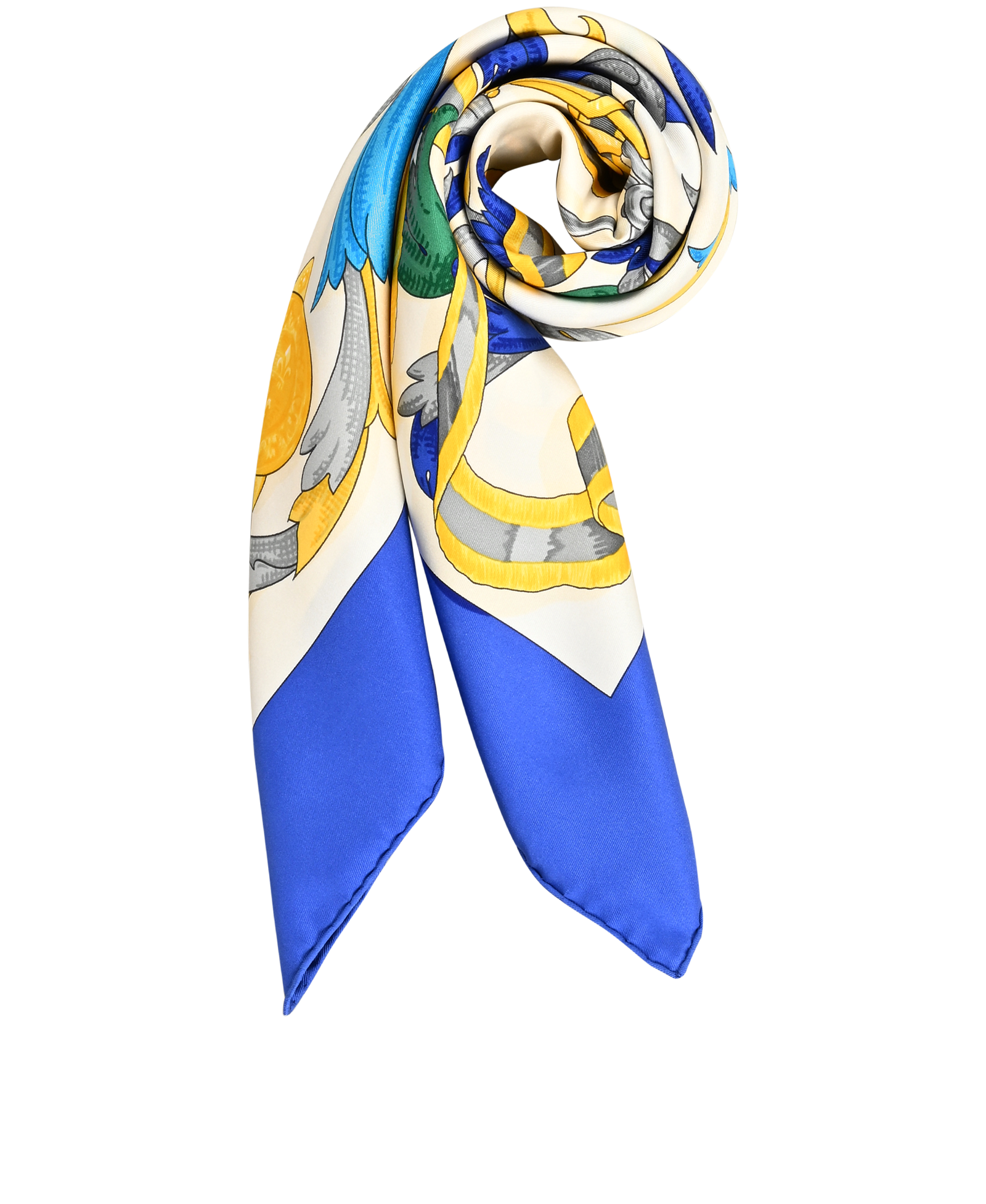 Hermes Le Mors A La Conetable Scarf 90, &pound;310, Accessories, Blue/Yellow, Silk, Other view