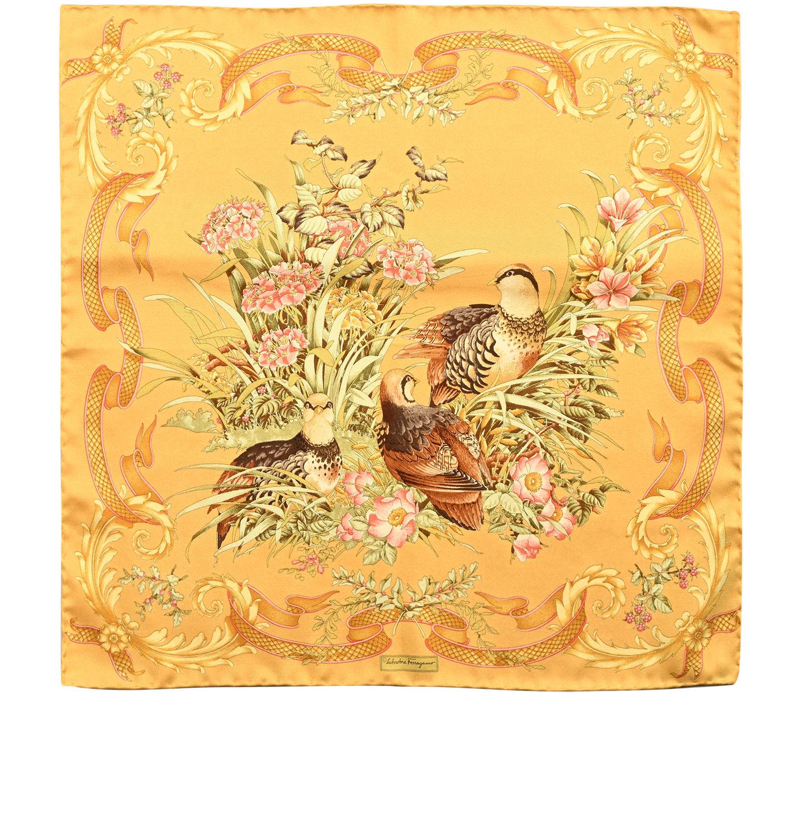 Salvatore Ferragamo Pocket Square, &pound;110, Accessories, Yellow, Silk, Back view