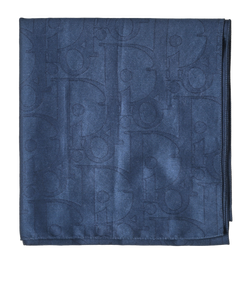 Christian Dior Logo Print Scarf, Cotton/Silk, Navy, MII, 2*