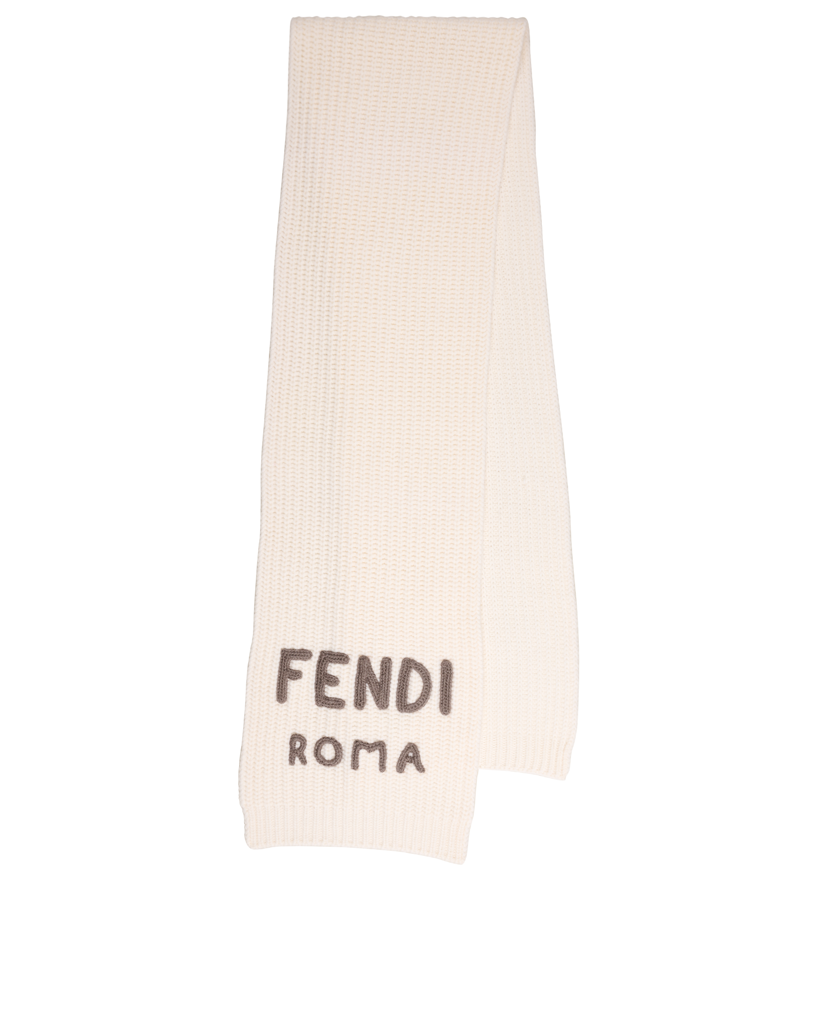 Fendi Logo Knit Scarf, &pound;220, Accessories, Cream, Wool, Back view