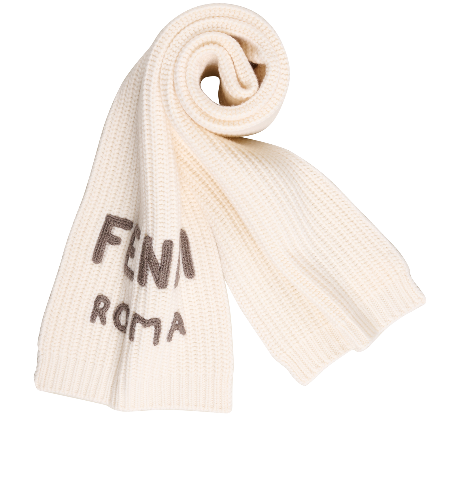 Fendi Logo Knit Scarf, &pound;220, Accessories, Cream, Wool, Other view