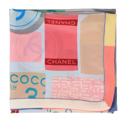 Chanel Logo Signature Print Scarf, Silk, Multi, 3*