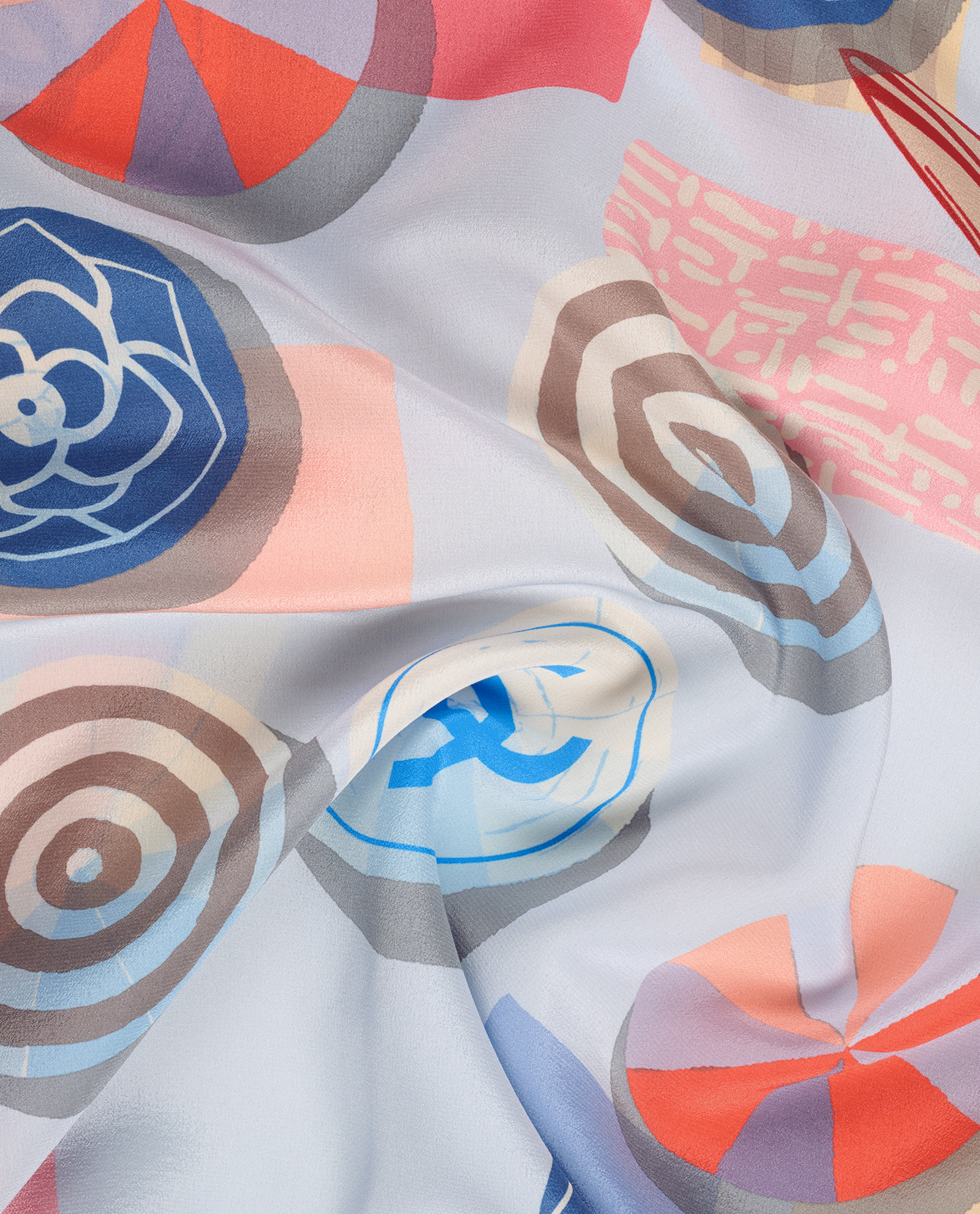 Chanel Logo Signature Print Scarf, &pound;295, Accessories, Blue/Pink/Yellow, Silk, Other view