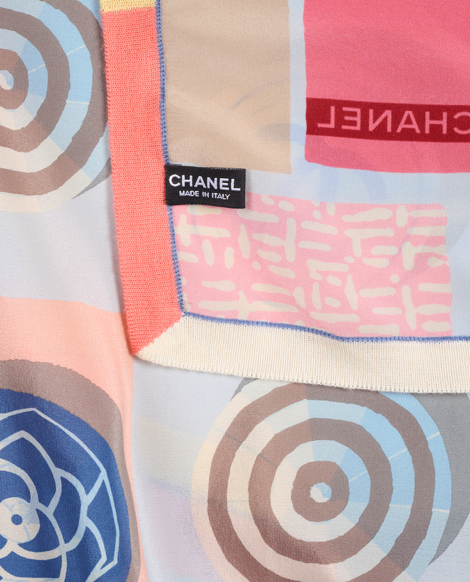 Chanel Logo Signature Print Scarf, &pound;295, Accessories, Blue/Pink/Yellow, Silk, Other view
