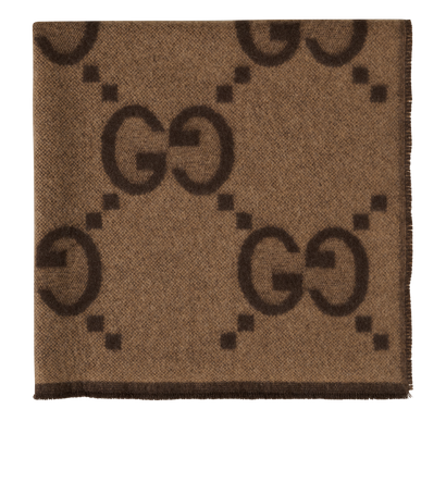 Gucci Jumbo GG Scarf, &pound;395, Accessories, Brown, Cashmere, Front view