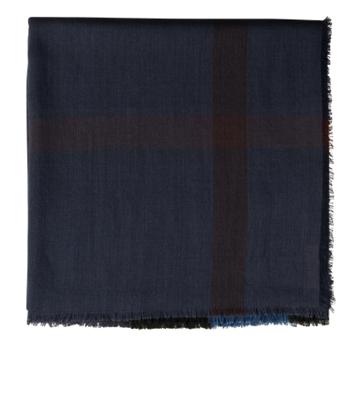 Burberry Check Scarf, &pound;150, Accessories, Navy, Silk, Front view