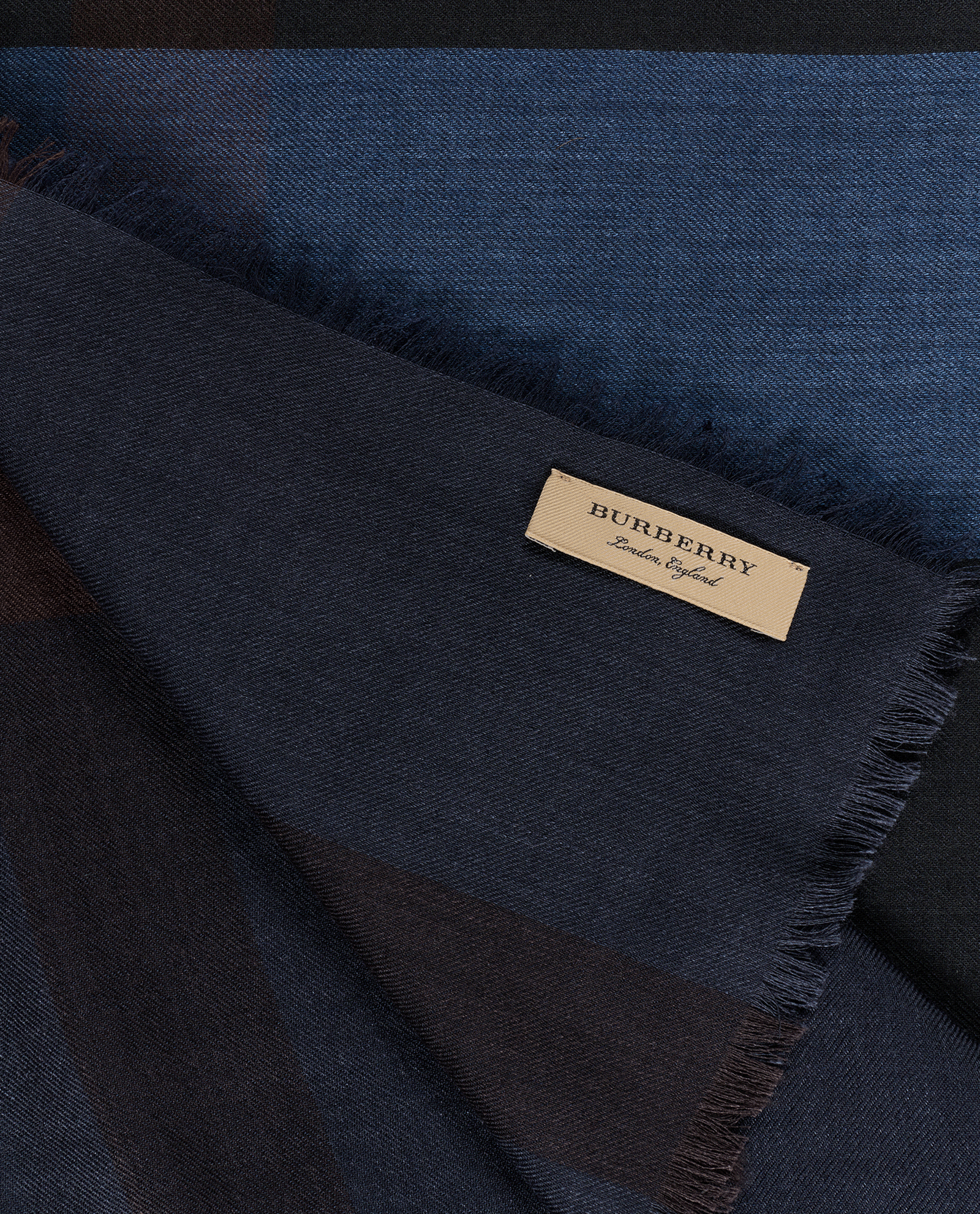 Burberry Check Scarf, &pound;150, Accessories, Navy, Silk, Other view