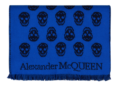 Alexander McQueen Skull Scarf, &pound;160, Accessories, Blue, Wool, Front view