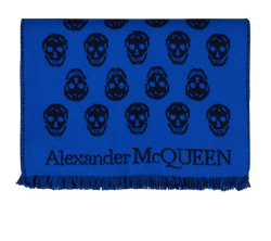 Alexander McQueen Skull Scarf, Wool, Blue, MII, B, 3*