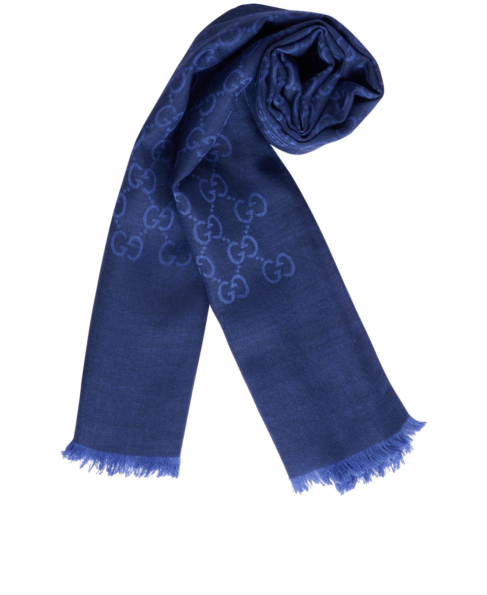 Gucci GG Long Scarf, &pound;195, Accessories, Blue, Silk/Wool, Other view