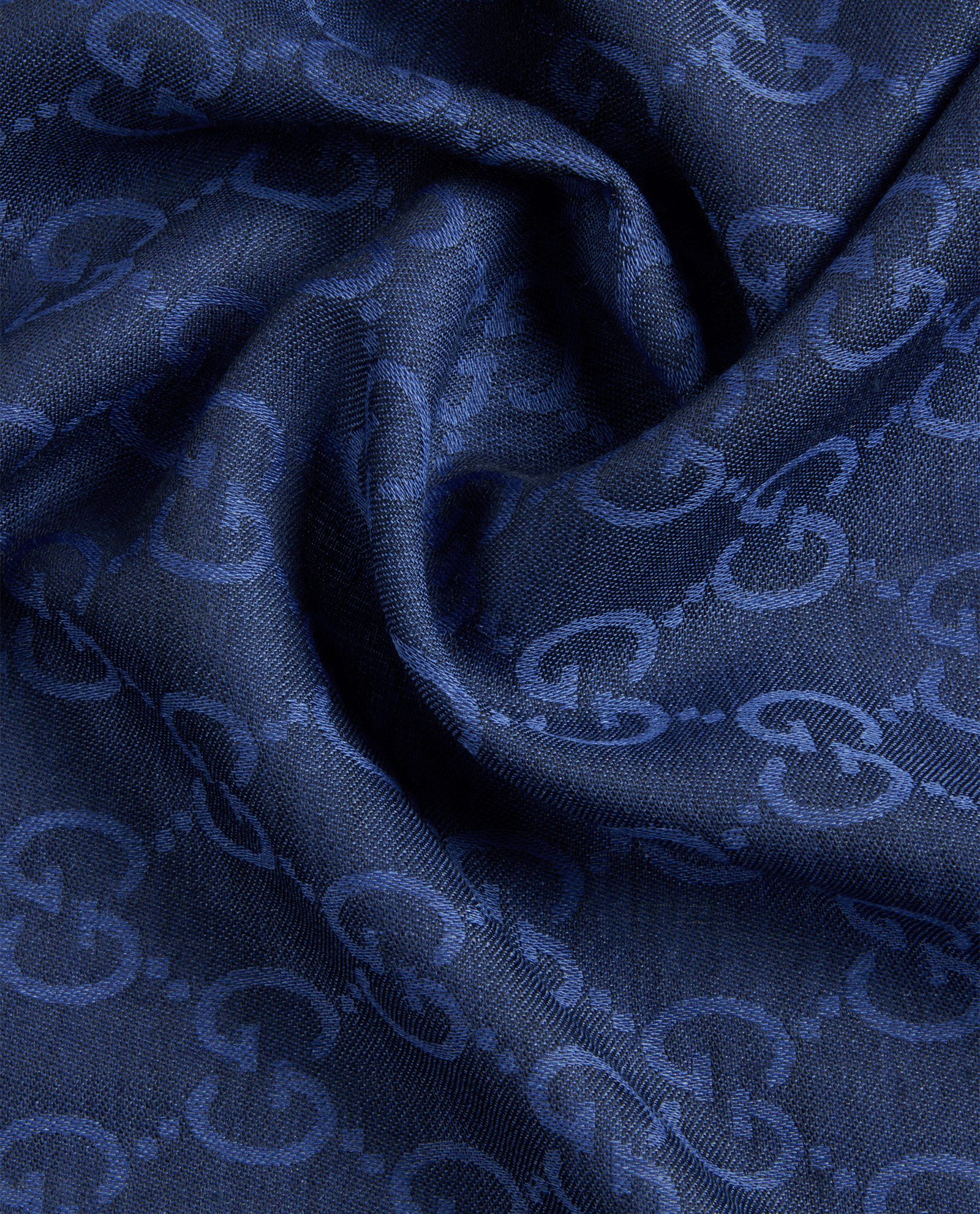 Gucci GG Long Scarf, &pound;195, Accessories, Blue, Silk/Wool, Other view