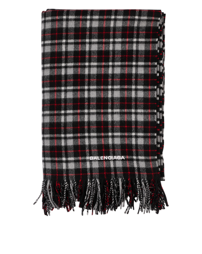 Balenciaga Checkered Blanket Scarf, &pound;250, Accessories, Black, Wool, Front view
