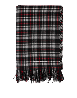 Balenciaga Checkered Blanket Scarf, Wool, Black,3*