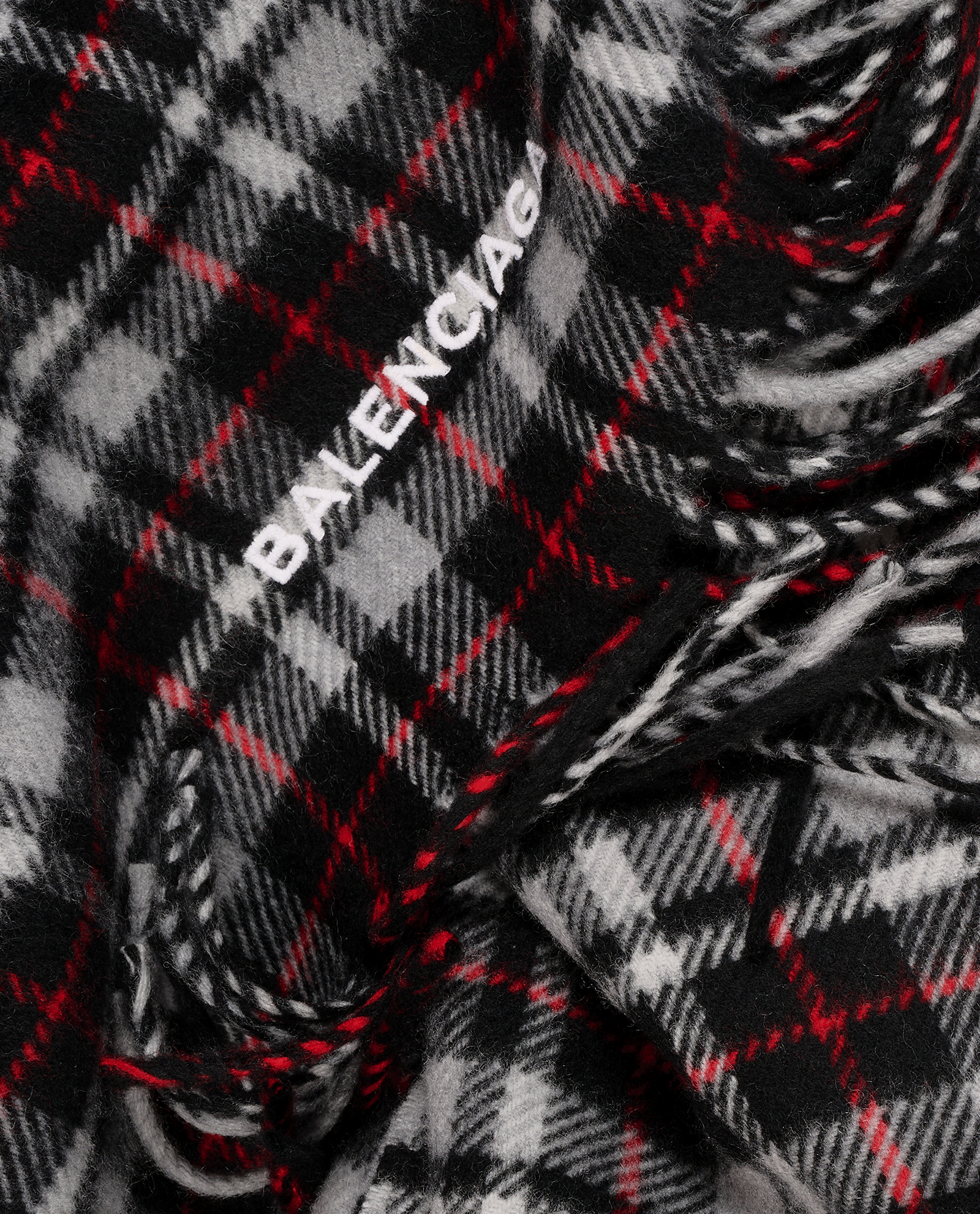 Balenciaga Checkered Blanket Scarf, &pound;250, Accessories, Black, Wool, Other view