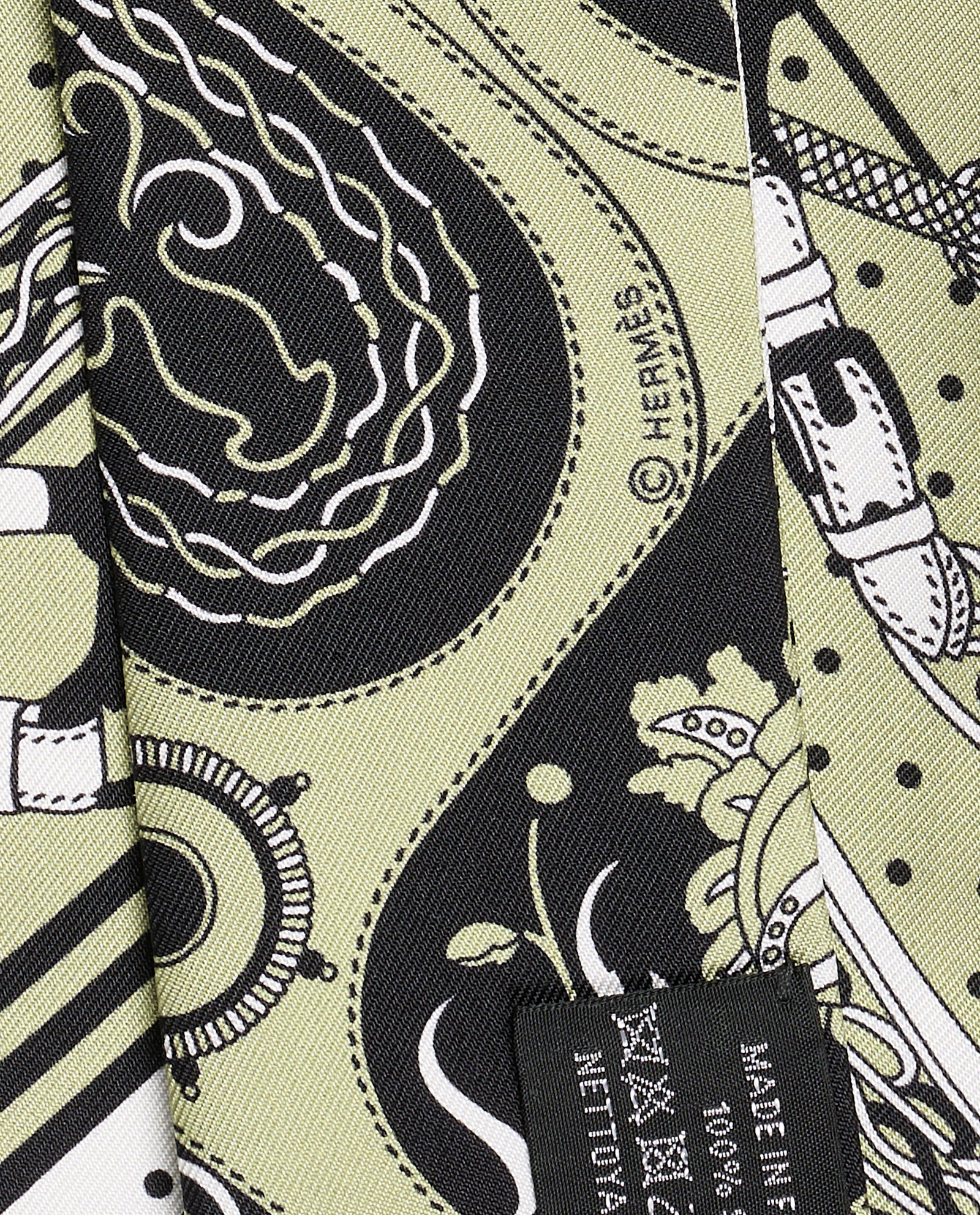 Hermes Amazones Twilly Scarf, &pound;110, Accessories, Black/Green, Silk, Other view