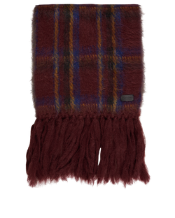 Saint Laurent Striped Scarf, Mohair/Poly, Burgundy, 3*