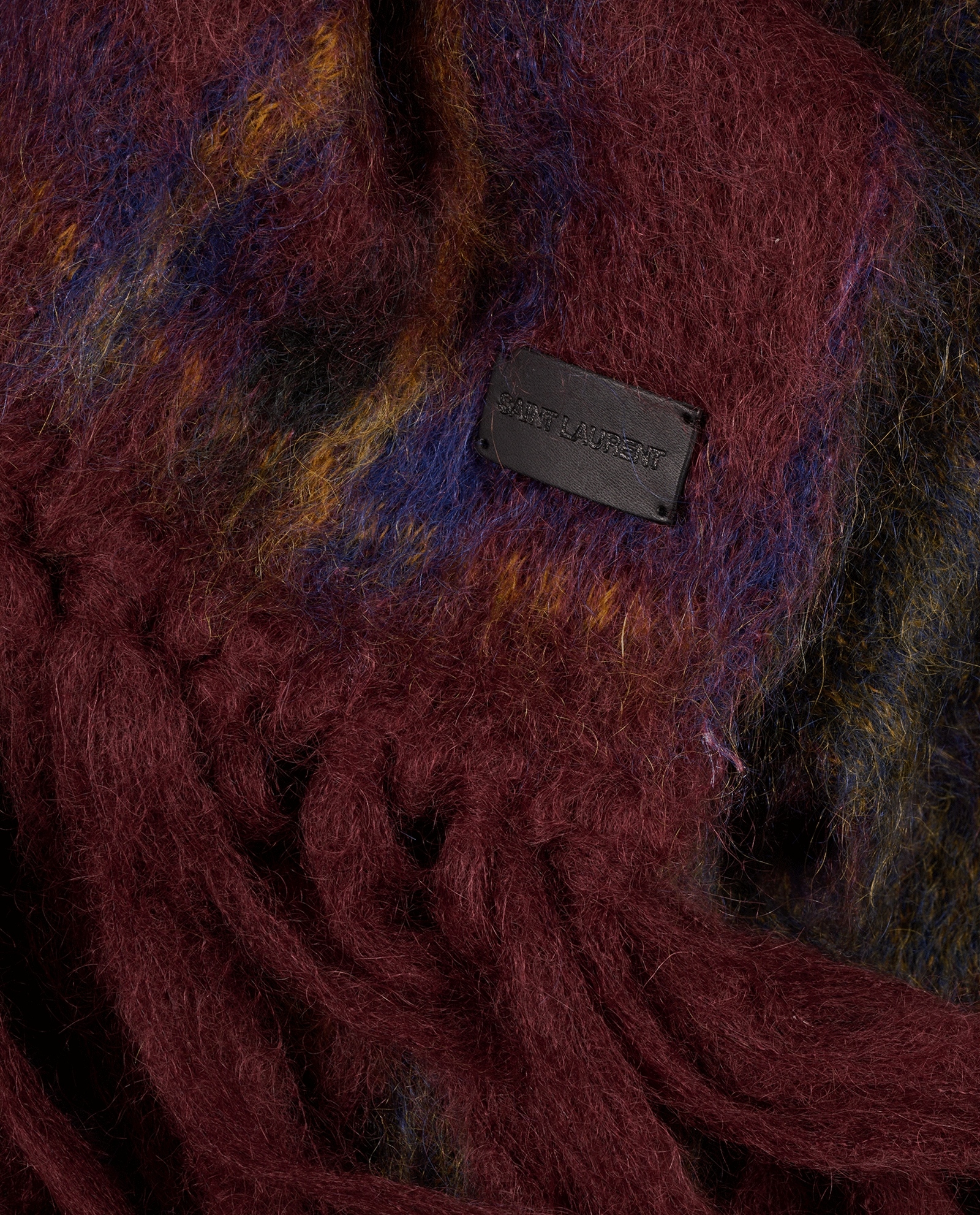Saint Laurent Striped Scarf, &pound;295, Accessories, Burgundy, Mohair/Polyester (Polymer), Other view