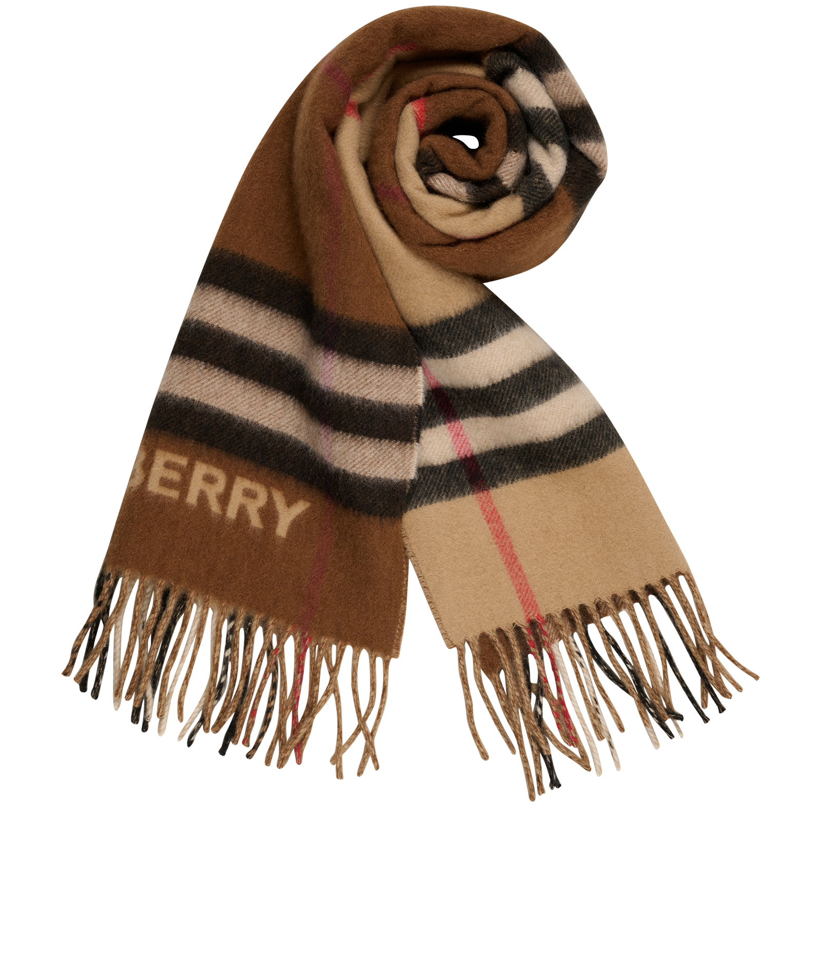 Burberry Contrast Check & Logo Scarf, &pound;250, Accessories, Beige/Brown, Cashmere, Other view