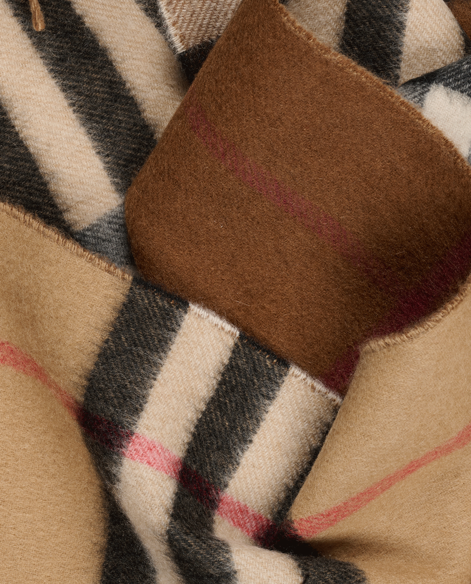 Burberry Contrast Check & Logo Scarf, &pound;250, Accessories, Beige/Brown, Cashmere, Other view