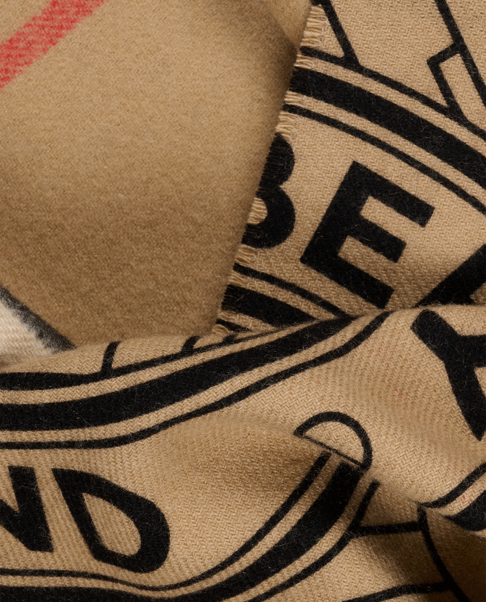 Burberry Reversible TB Monogram & Check Scarf, &pound;250, Accessories, Beige, Cashmere, Other view