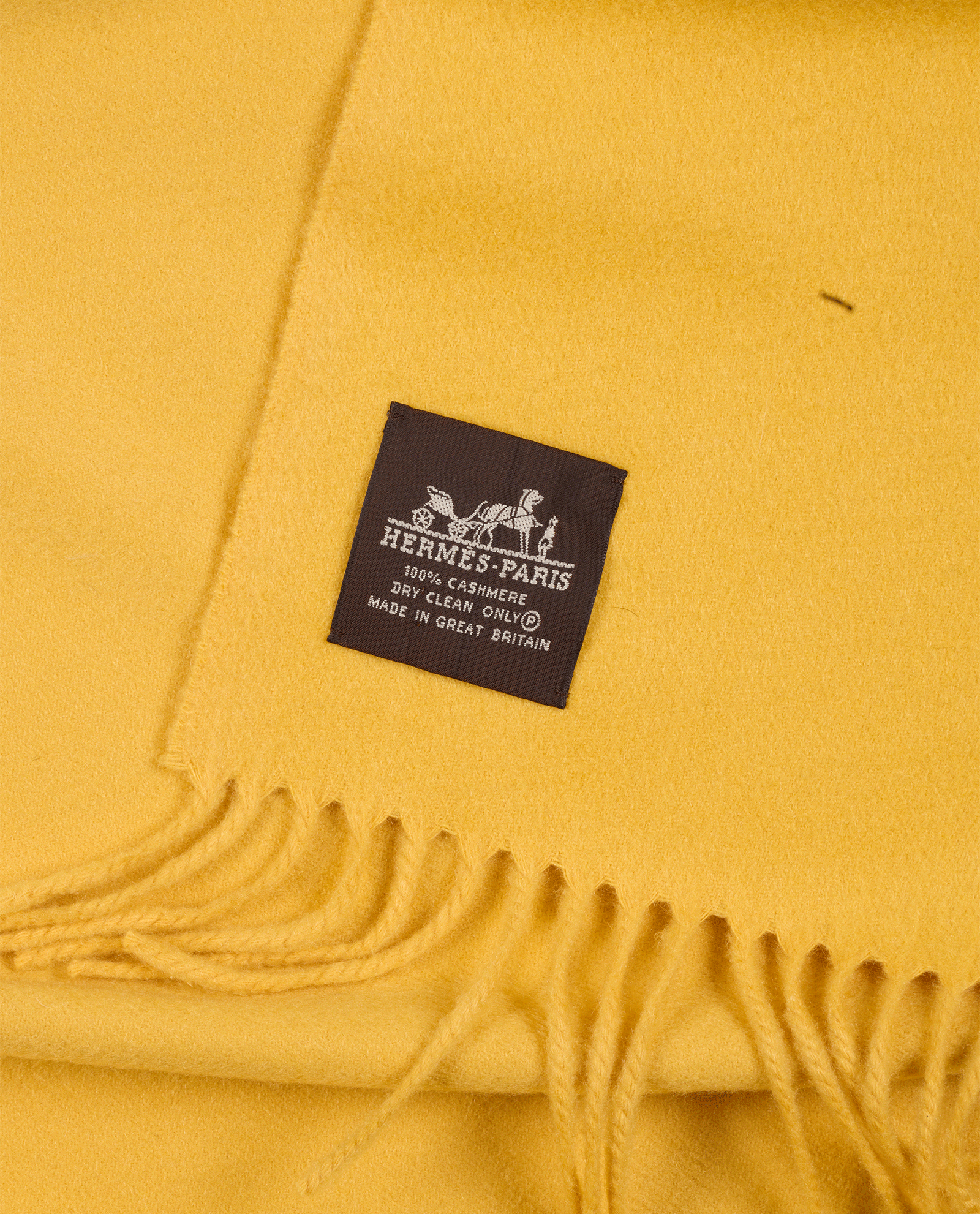 Hermes Logo Fringed Shawl, &pound;350, Accessories, Yellow, Cashmere, Other view