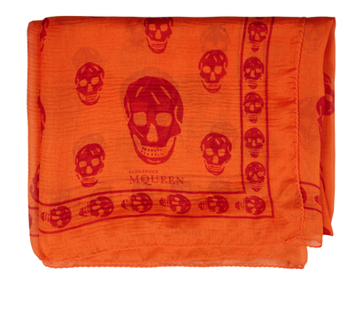 Alexander McQueen Skull Scarf, &pound;80, Accessories, Orange/Red, Silk, Front view