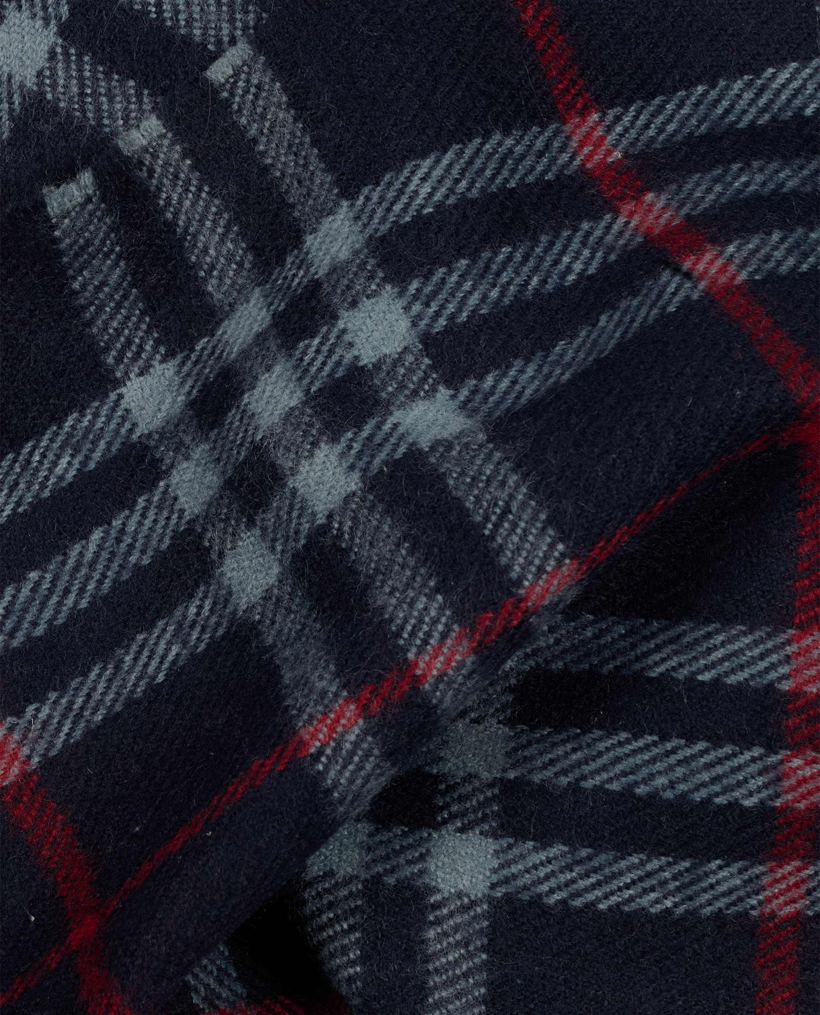 Burberry Plaid Fringed Scarf, &pound;110, Accessories, Navy, Cashmere, Other view