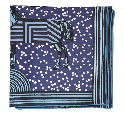 Hermes Garde Robe Pop Scarf 90, &pound;320, Accessories, Blue, Silk, Front view