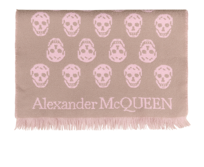 Alexander McQueen Skull Print Scarf, &pound;95, Accessories, Beige/Pink, Wool, Front view