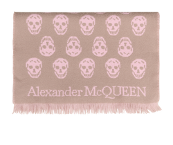 Alexander McQueen Skull Print Scarf,Wool, Pink/Beige, 2*