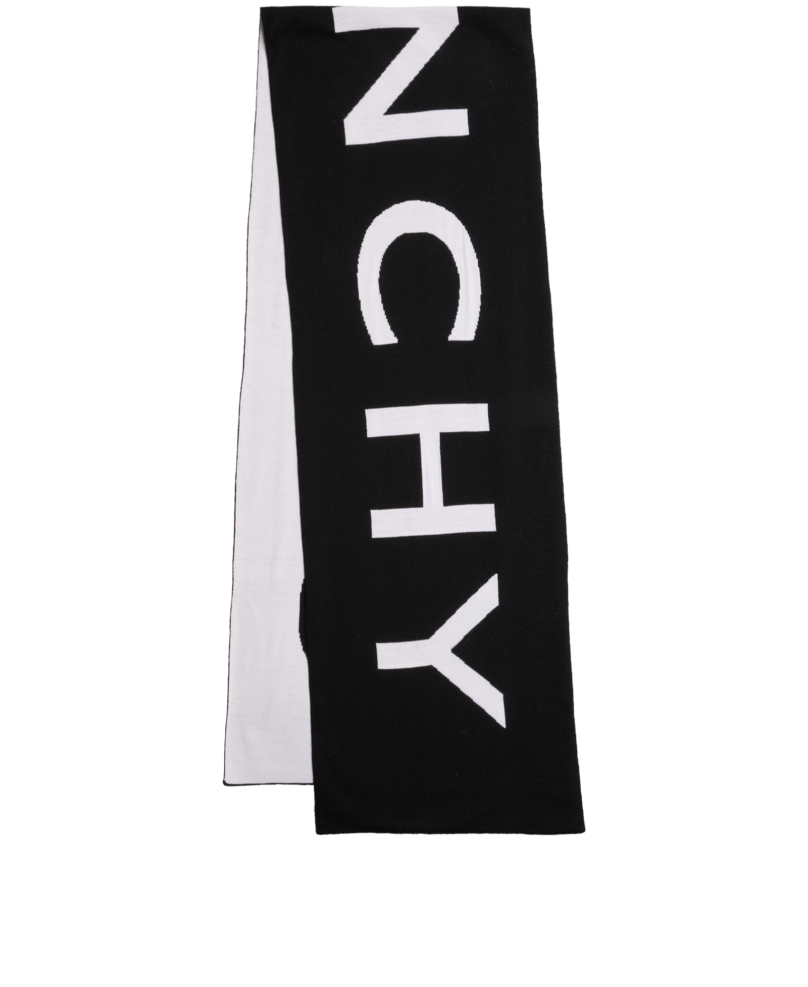 Givenchy Logo Print Scarf, &pound;110, Accessories, Black/White, Wool, Back view