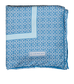 Givenchy Square Monogram Scarf, Silk, Blue, 2*