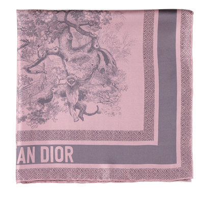 Christian Dior Toile De Sauvage Square Scarf, £240, Accessories, Pink, Silk, Front view