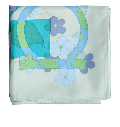 Salvatore Ferragamo Floral Scarf, &pound;110, Accessories, Blue/Green, Silk, Front view
