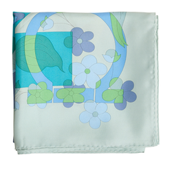 Salvatore Ferragamo Floral Scarf, Silk, Blue/Green, MII, 3*