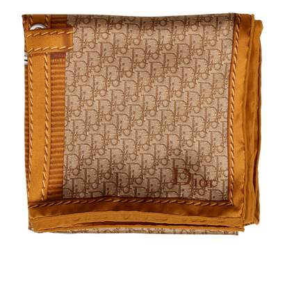 Christian Dior Oblique Print Scarf, &pound;220, Accessories, Brown, Silk, Front view