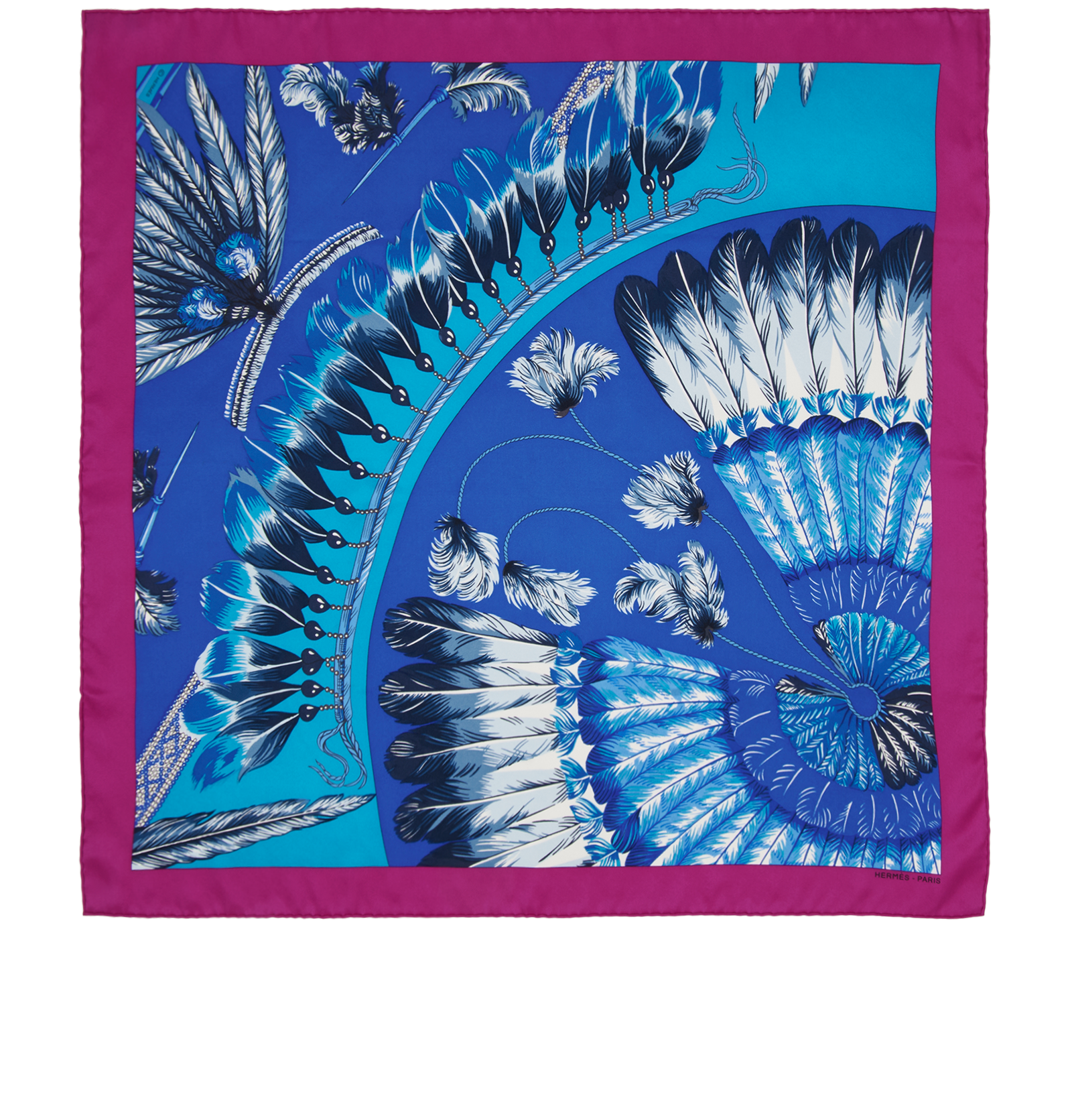 Hermes Brazil II Scarf 70cm, &pound;295, Accessories, Blue/Purple, Silk, Back view