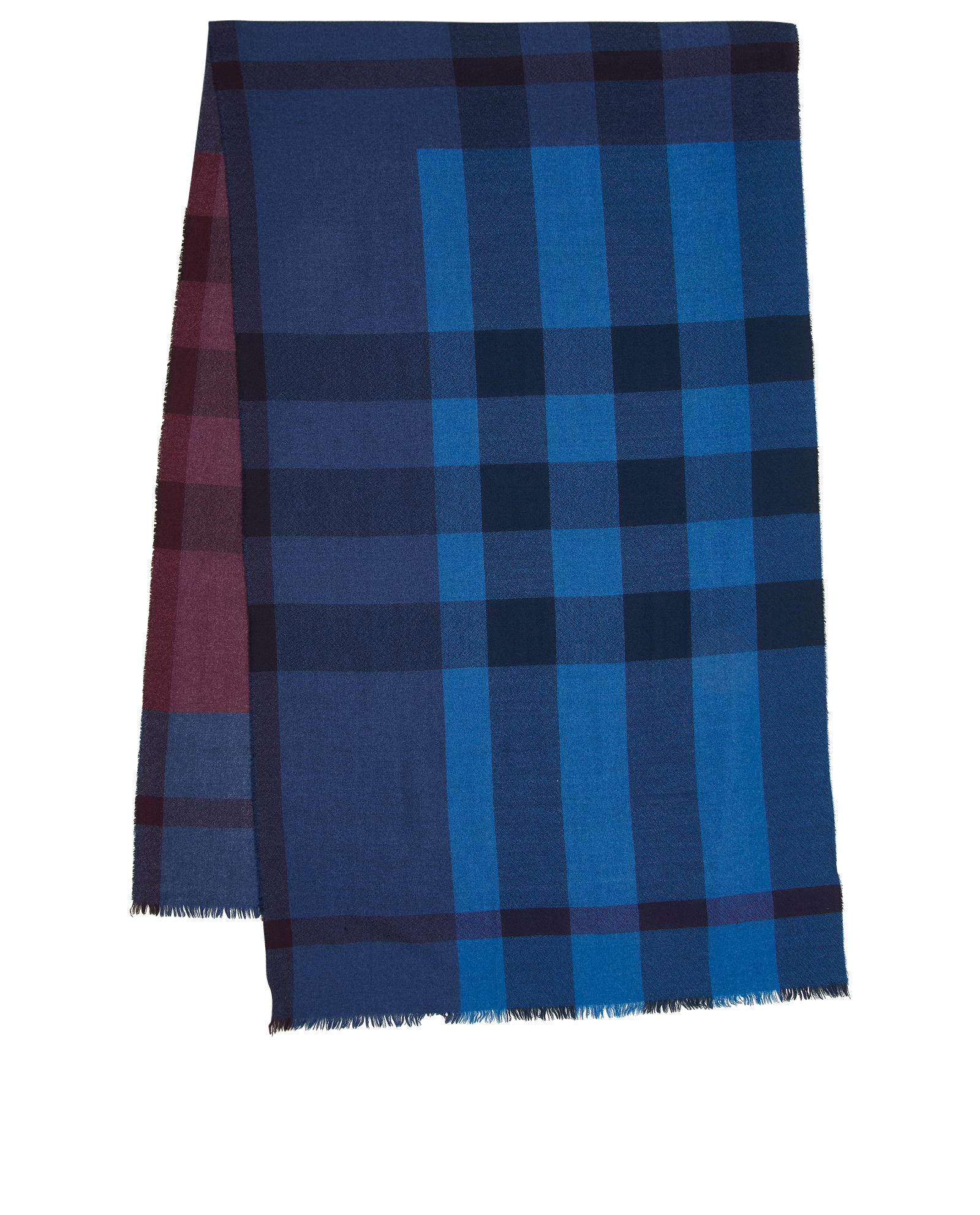 Burberry Fringed Shawl, &pound;140, Accessories, Blue/Purple, Cashmere/Wool, Back view