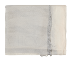 Jimmy Choo Fringed Scarf, Viscose/Silk, White/Silver, MII, 1*
