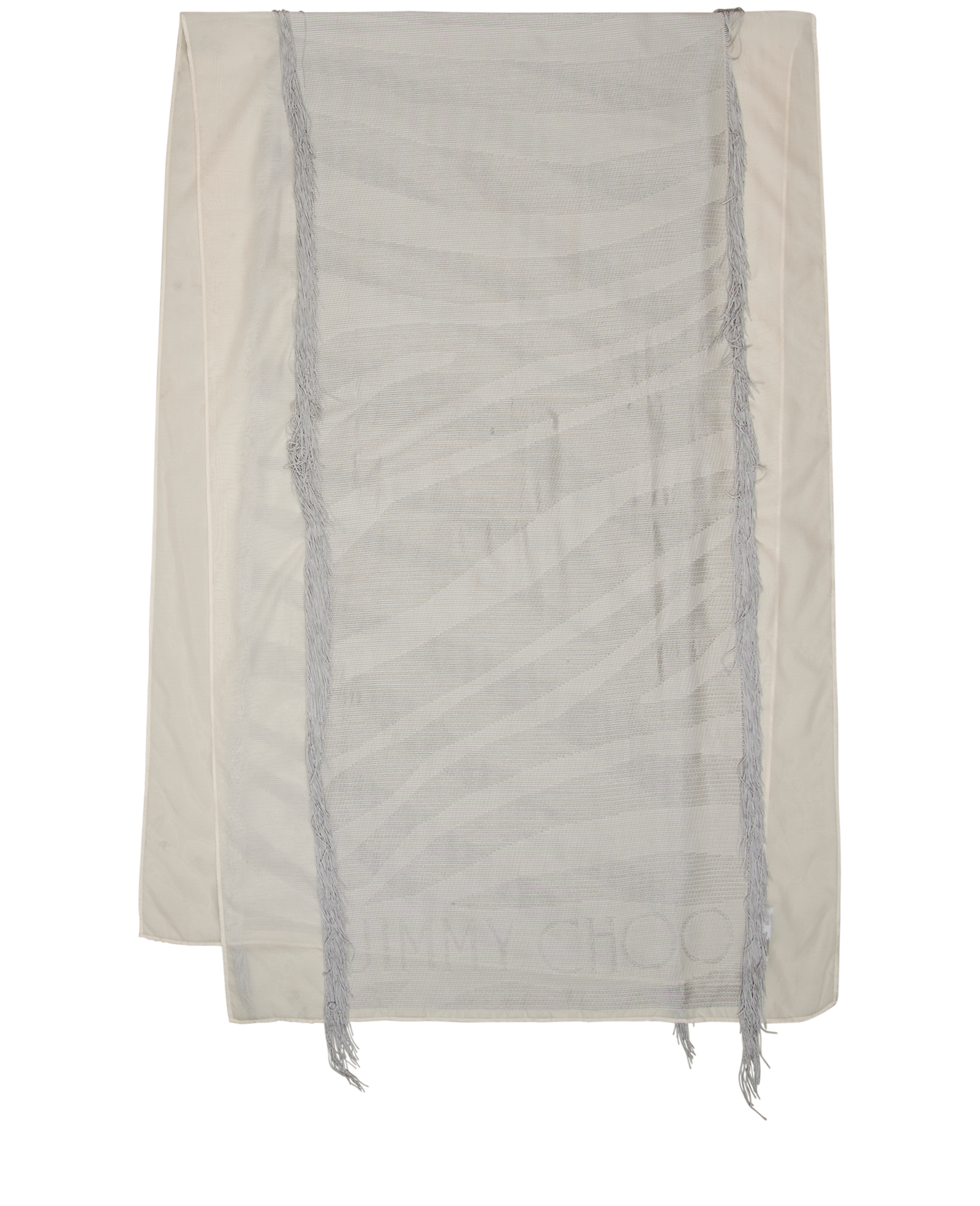 Jimmy Choo Fringed Scarf, &pound;90, Accessories, Silver/White, Silk/Viscose, Back view
